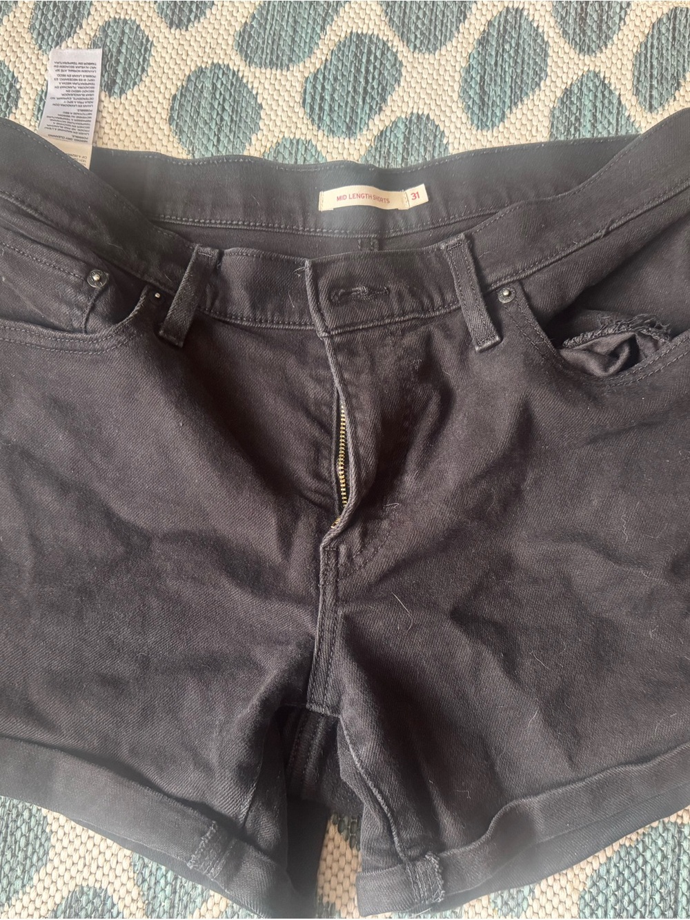 Black Women's Denim Jean Shorts - Classic Mid Rise
